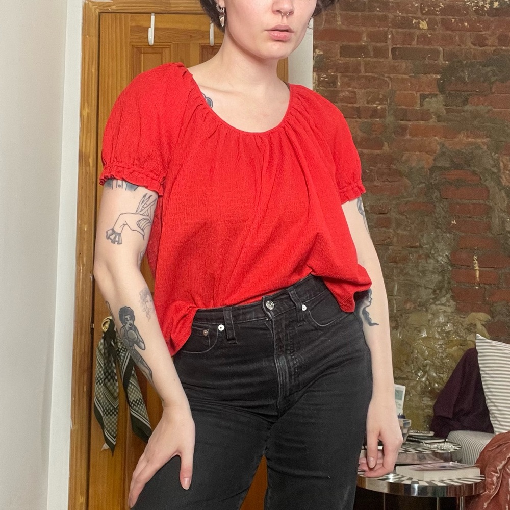 Madewell red blouse
